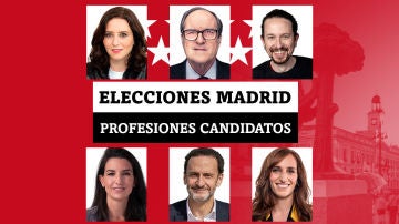 Isabel Díaz Ayuso, Pablo Iglesias, Rocio Monasterio, Gabilondo, García, Bal... Las profesiones de los candidatos en las elecciones de Madrid