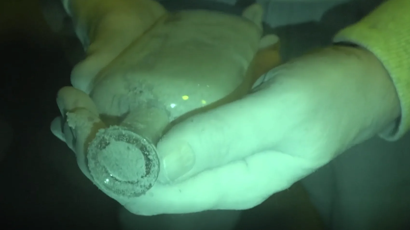 Una de las botellas enterradas como parte de un experimento de la Universidad de Michigan State