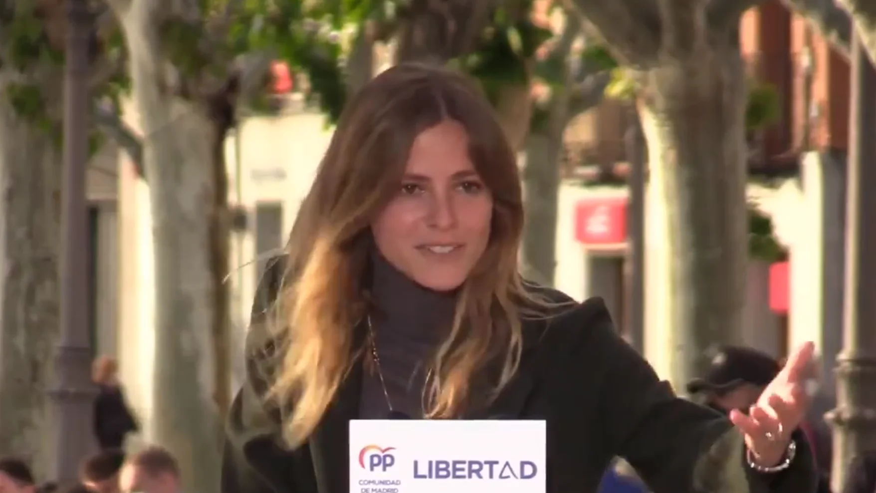 Bea Fanjul, durante un acto de campaña del PP de la Comunidad de Madrid