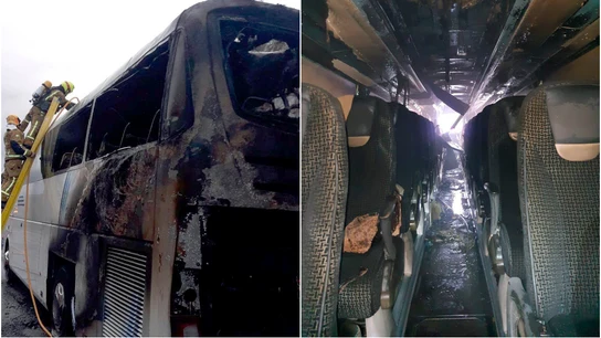 Evacúan un autobús incendiado lleno de jugadores de entre 13 y 16 años en Alicante Evacúan un autobús incendiado lleno de jugadores de entre 13 y 16 años en Alicante