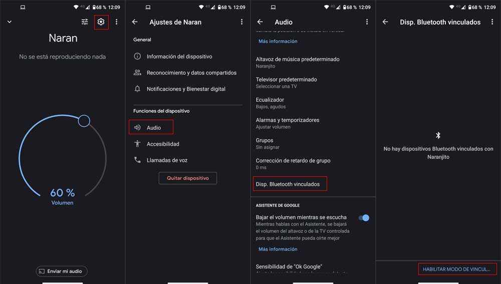 Conecta Google Home mini con Bluetooth