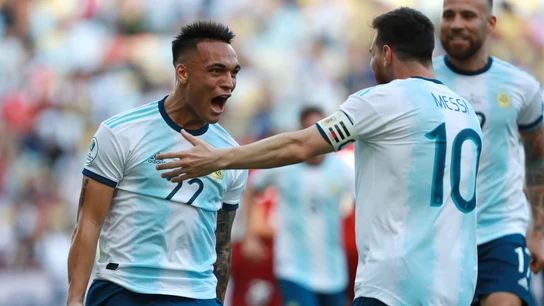 Lautaro Martínez y Leo Messi con la selección argentina Lautaro Martínez y Leo Messi con la selección argentina
