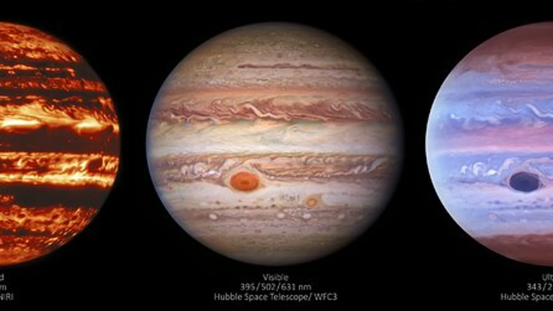 Sorprendentes imágenes de la NASA: así se ve Júpiter con luz ultravioleta e infrarroja 