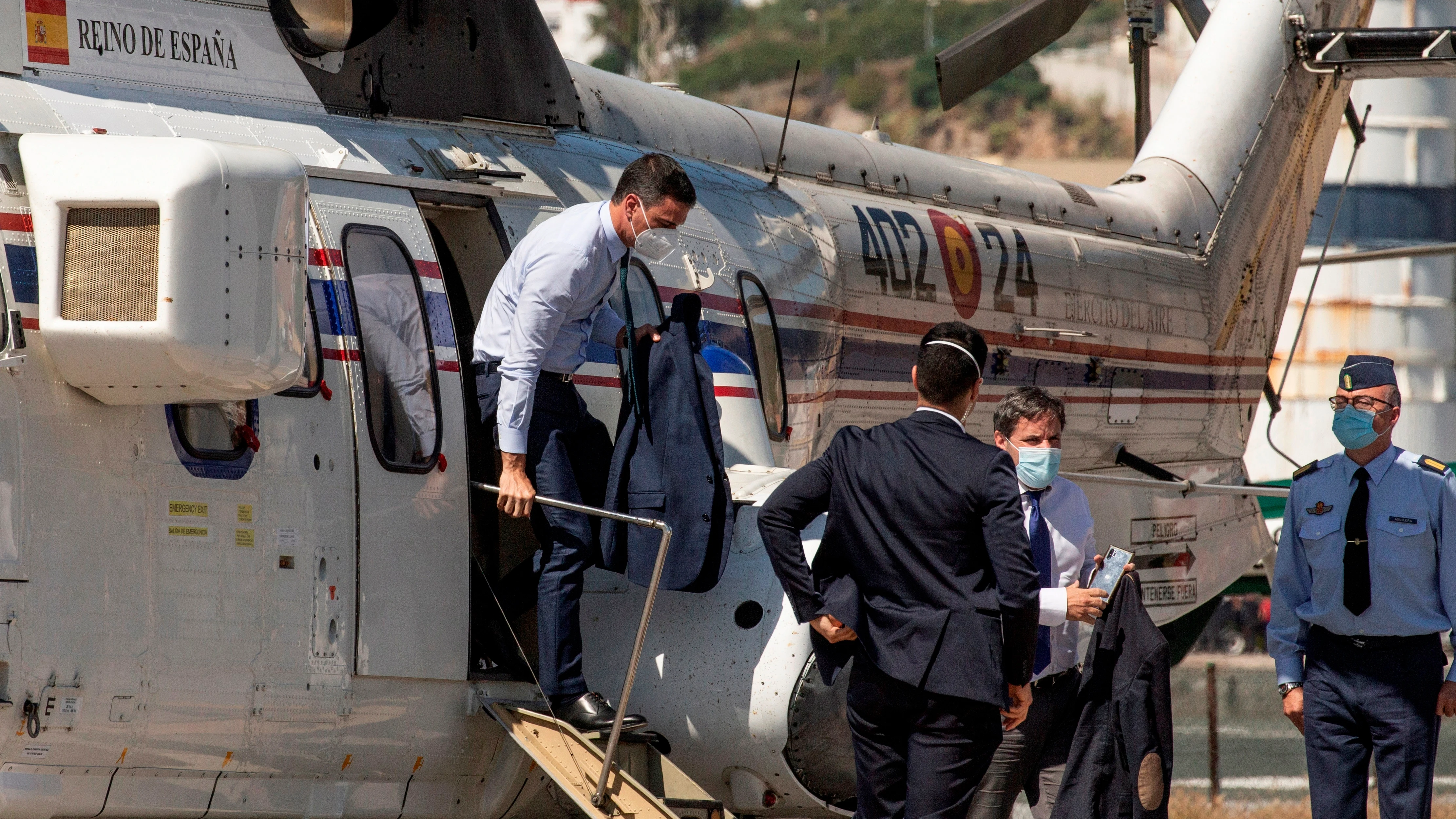 Pedro Sánchez, a su llegada a Ceuta