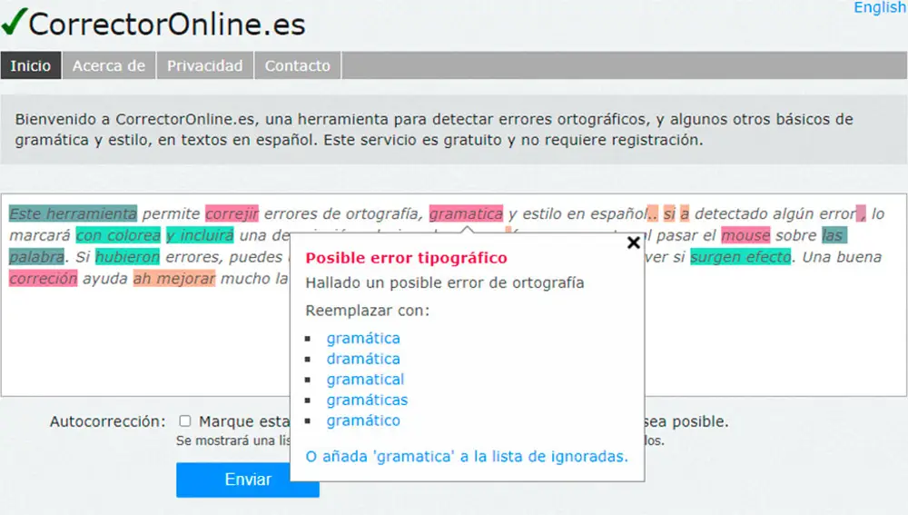 Corrector online