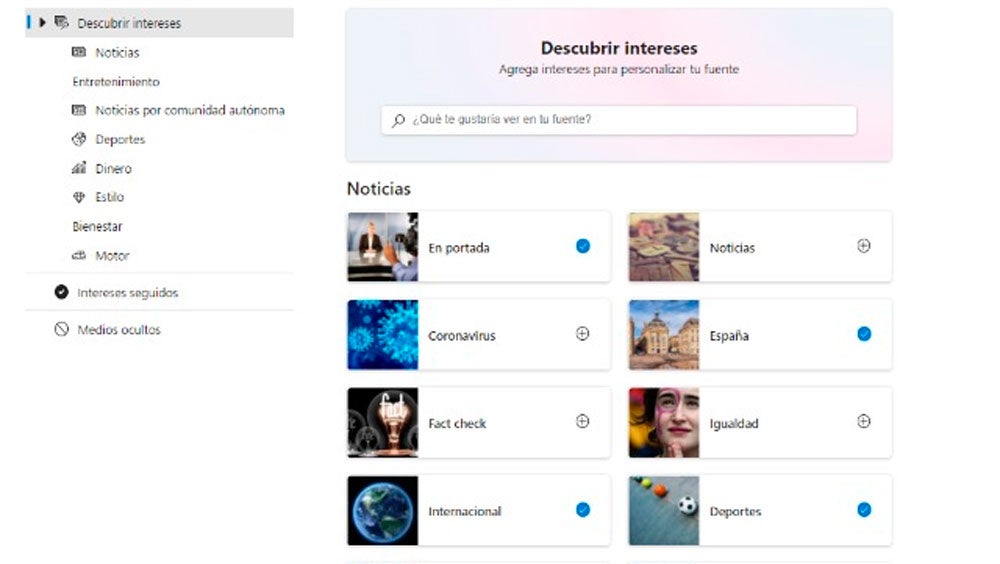 Aquí podemos configurar el widget