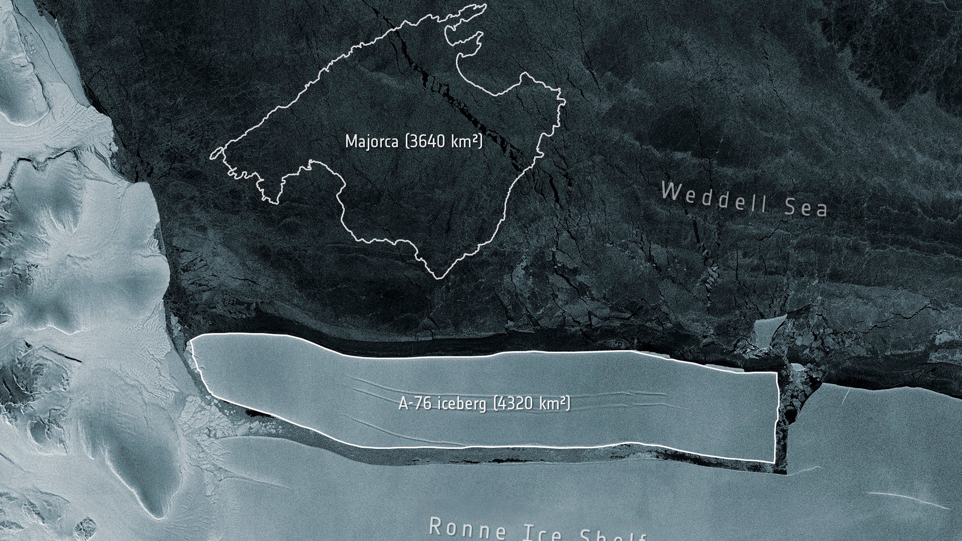 Iceberg A-76 desprendido en la Antártida