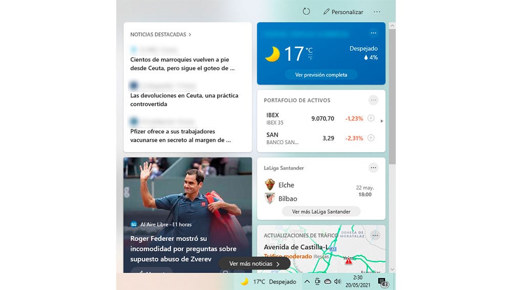 El nuevo widget desplegado