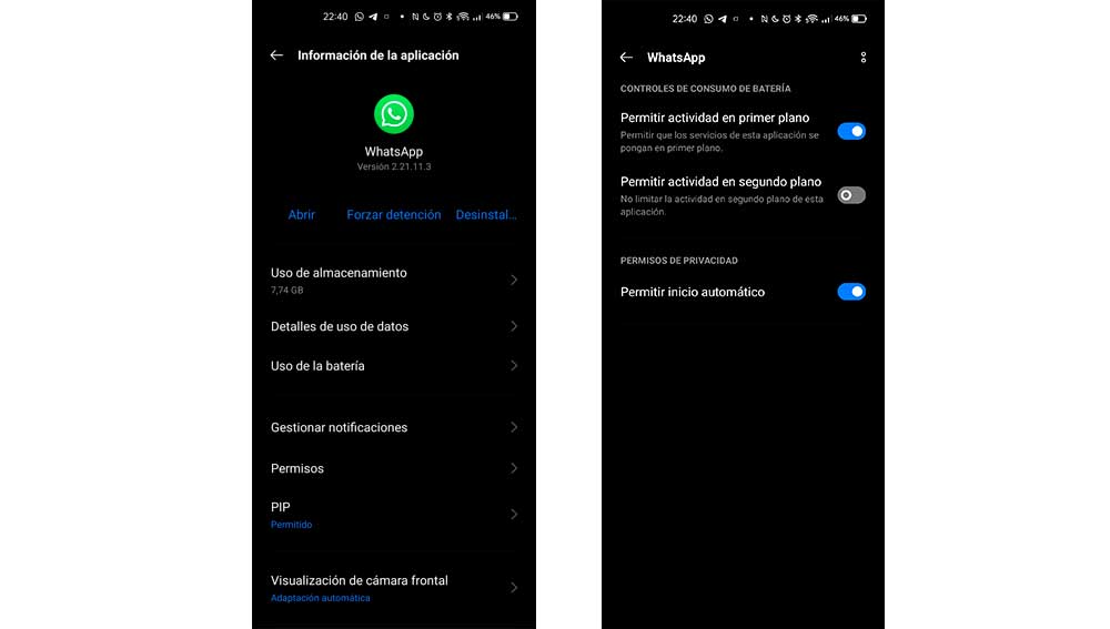 Actividad en segundo plano