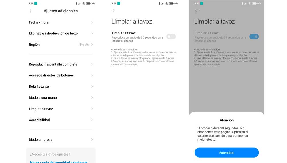 Manteniendo limpia el altavoz con esta función