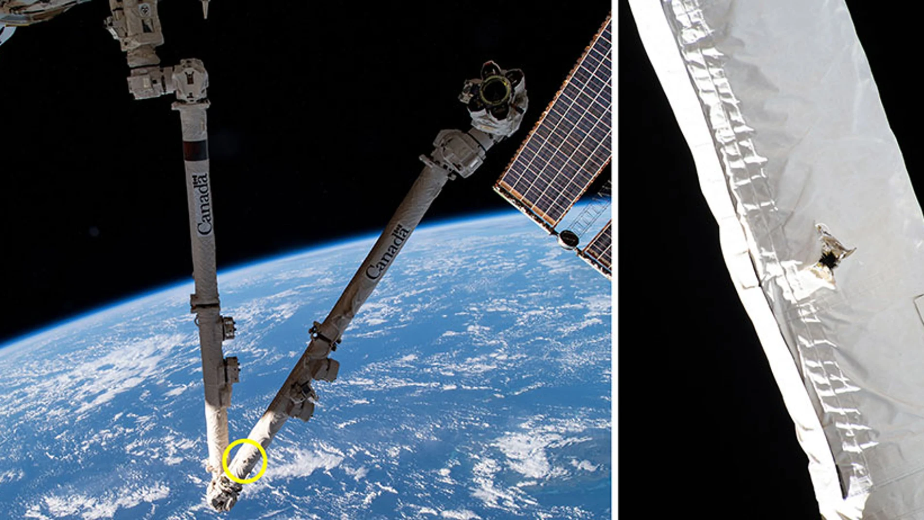 Un brazo robótico de la Estación Espacial Internacional ha sido dañado por la basura espacial