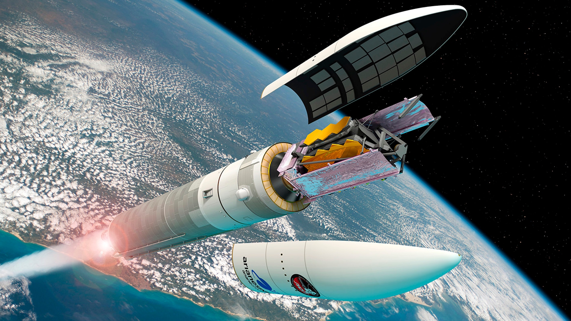 Telescopio espacial James Webb en un lanzador Ariane 5