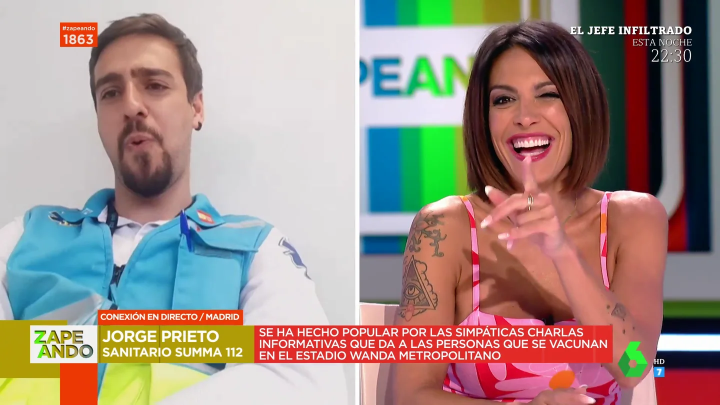 El tonteo entre Lorena Castell y el sanitario viral Jorge Prieto en pleno directo: "Quédate con mi cara" El tonteo entre Lorena Castell y el sanitario viral Jorge Prieto en pleno directo: "Quédate con mi cara"