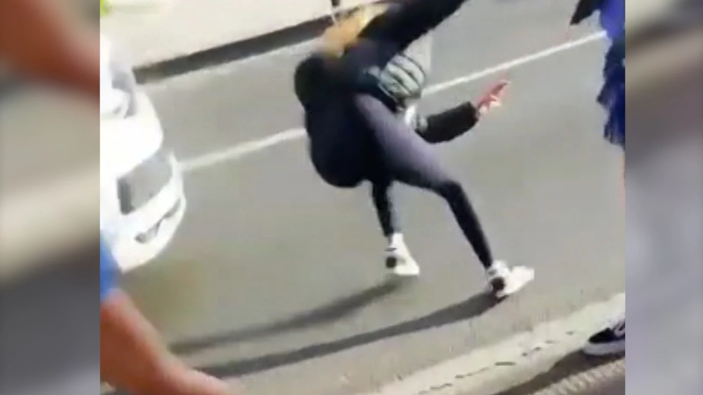 Una menor empuja a otra a la carretera Una menor empuja a otra a la carretera