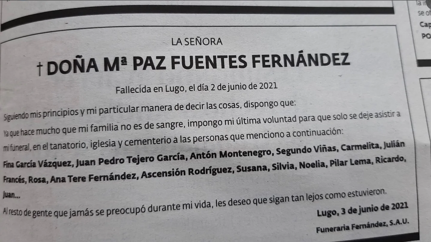 Esquela de María Paz Fuentez Fernández Esquela de María Paz Fuentez Fernández