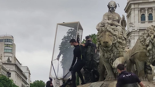 Agentes de la Policía Nacional durante la detención de los activistas Agentes de la Policía Nacional durante la detención de los activistas