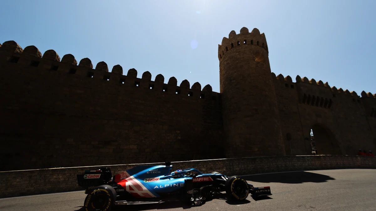 Fernando Alonso, con el Alpine en Azerbaiyán