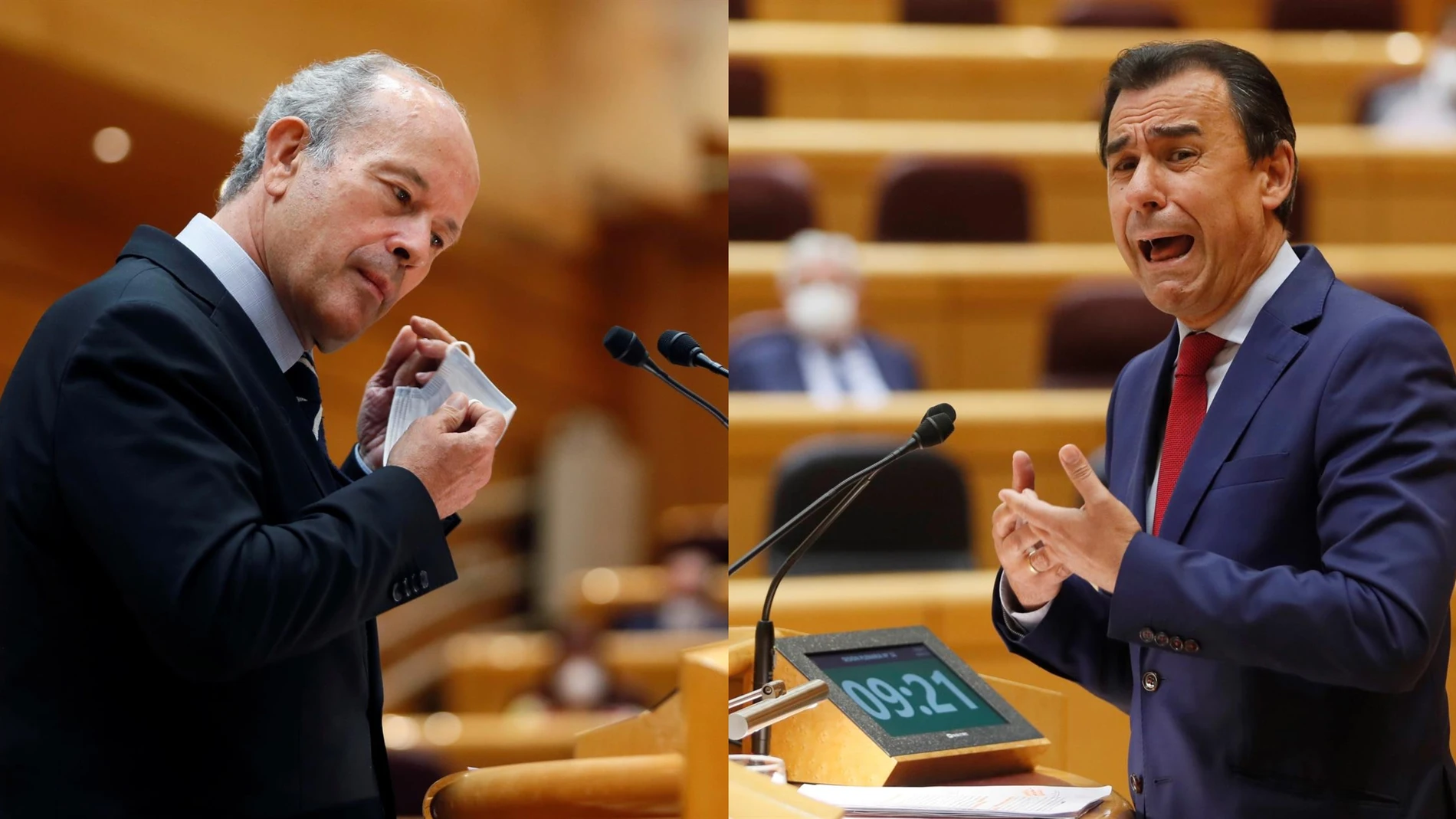 El ministro de Justicia Juan Carlos Campo y el senador del PP Fernando Martínez-Maíllo durante la sesión de control al Gobierno en el Senado 