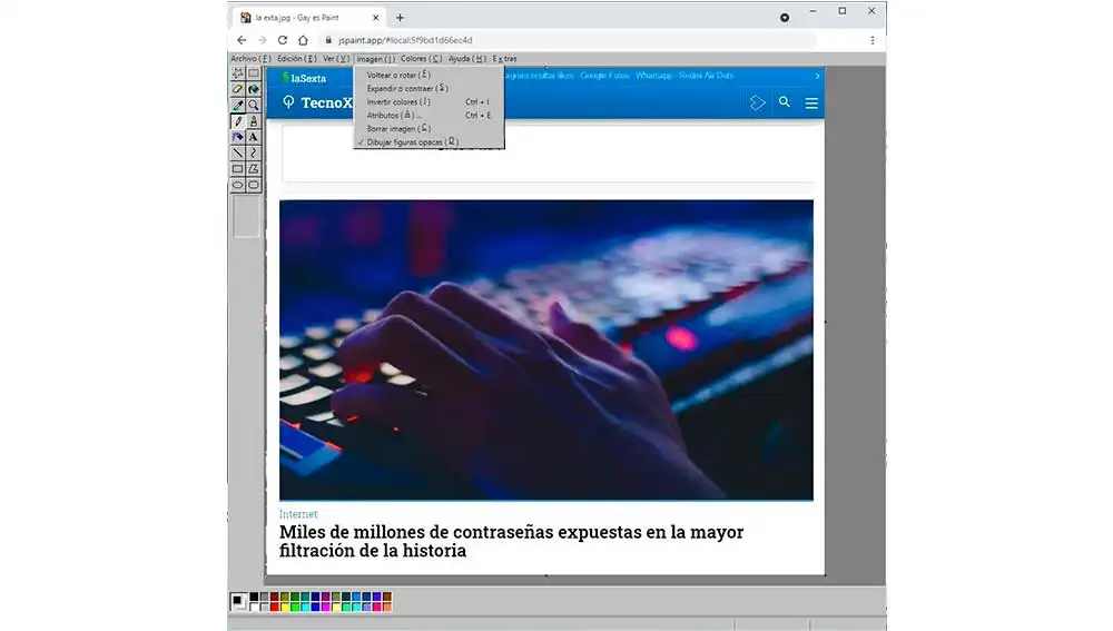 Microsoft Paint en el navegador de Windows
