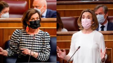 Carmen Calvo y Cuca Gamarra en el Congreso