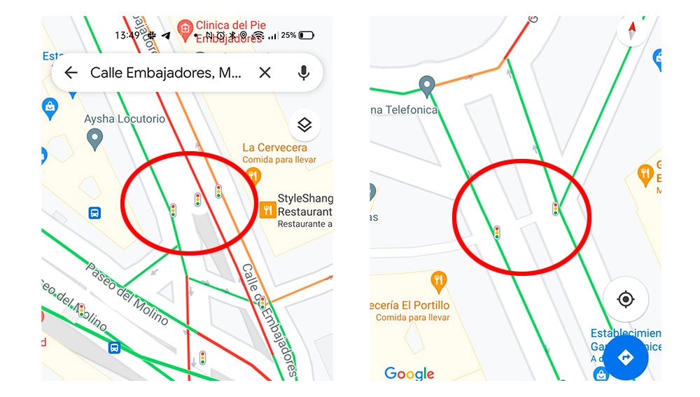 Semáforos en Google Maps