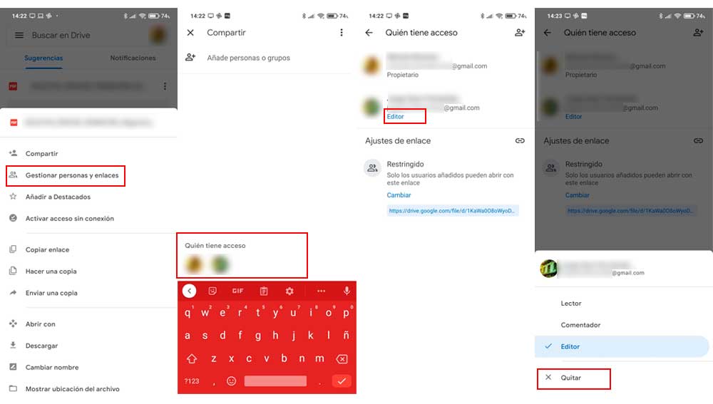 Dejar de compartir archivos en Google Drive