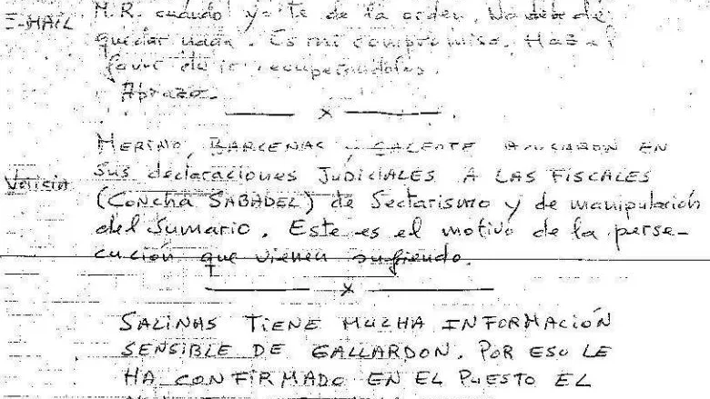 La nota que Bárcenas entregó a otro preso para que destruyera información sobre el PP