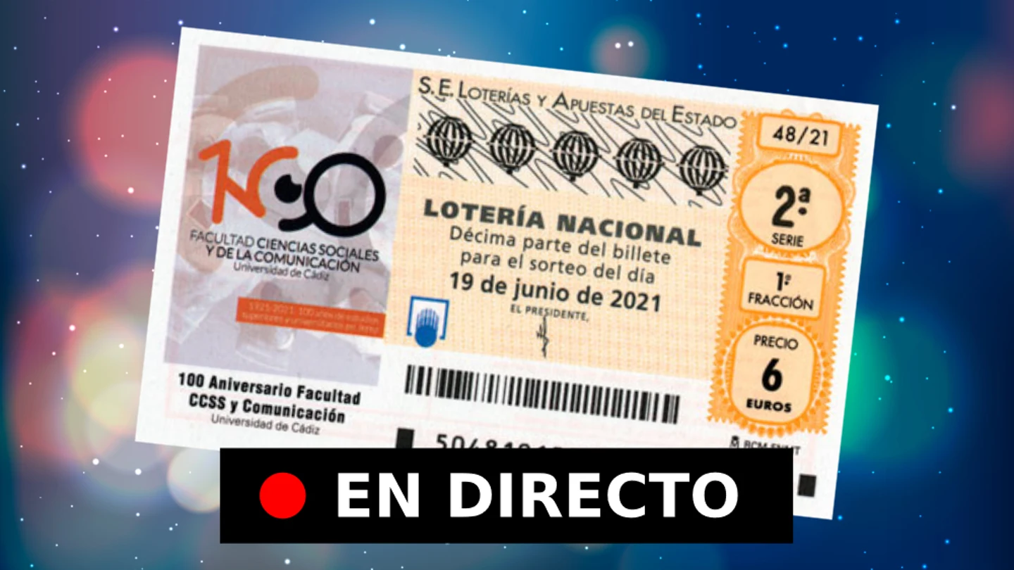 Lotería Nacional, hoy | Comprobar sorteo del sábado 19 de junio, en directo Lotería Nacional, hoy | Comprobar sorteo del sábado 19 de junio, en directo