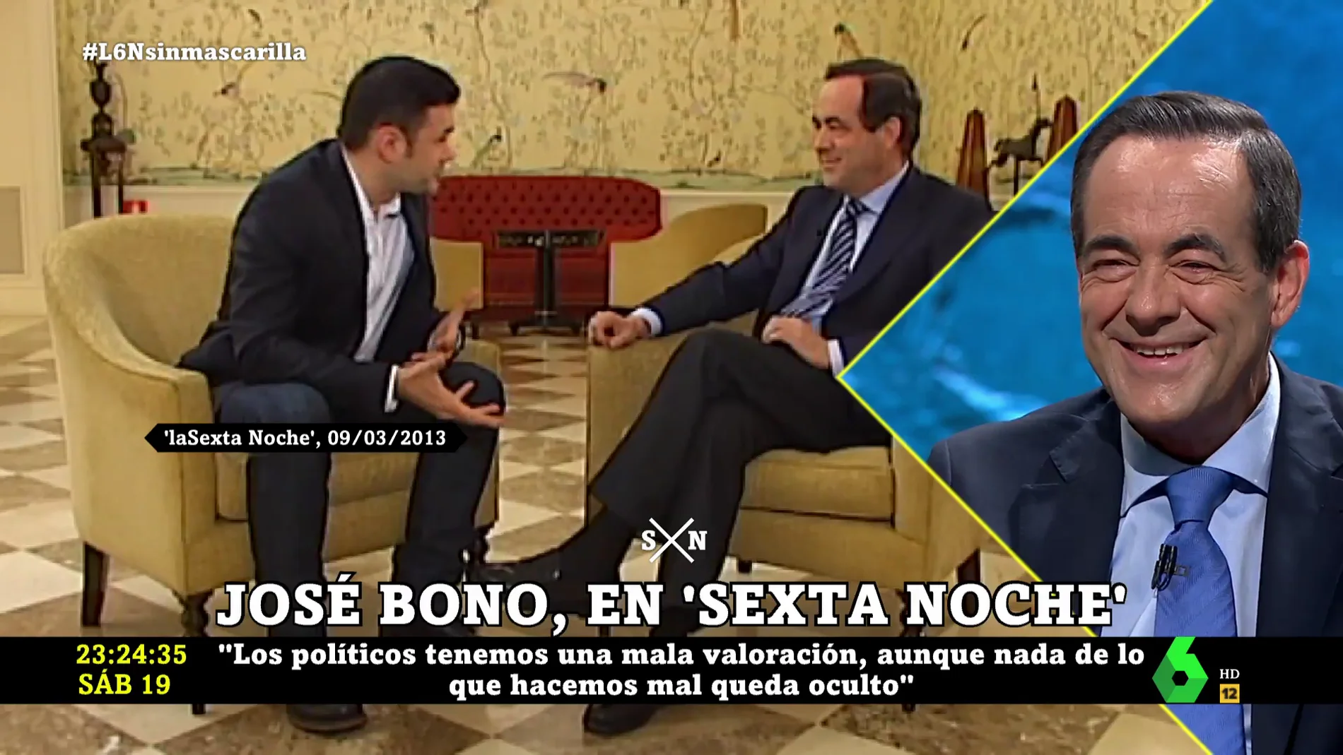 Así fue la primera entrevista de José Bono en laSexta Noche con un jovencísimo Iñaki López