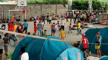 Un campamento de migrantes venezolanos en Colombia.
