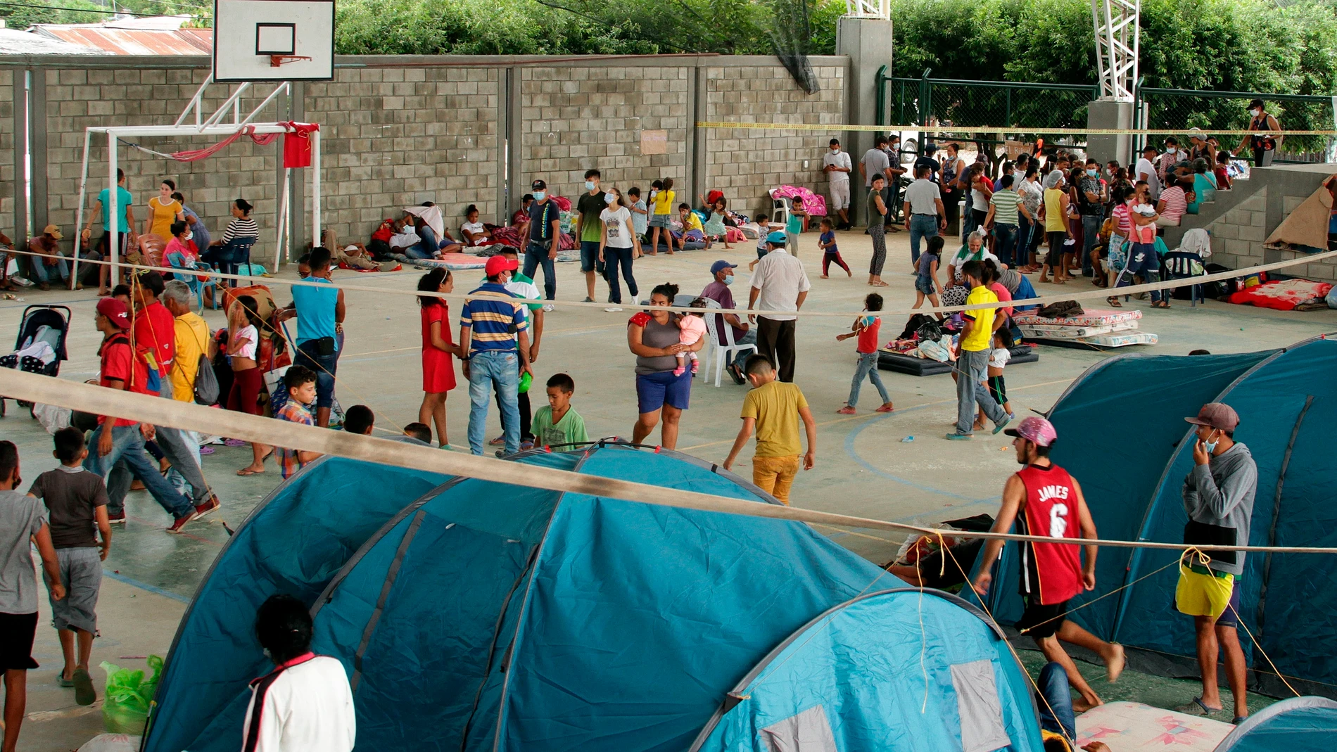 Un campamento de migrantes venezolanos en Colombia.