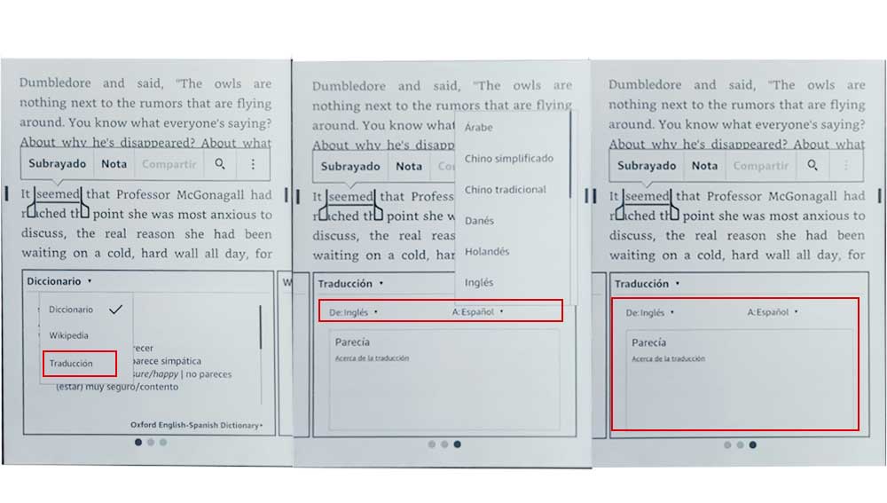 Traduciendo texto con Amazon Kidle