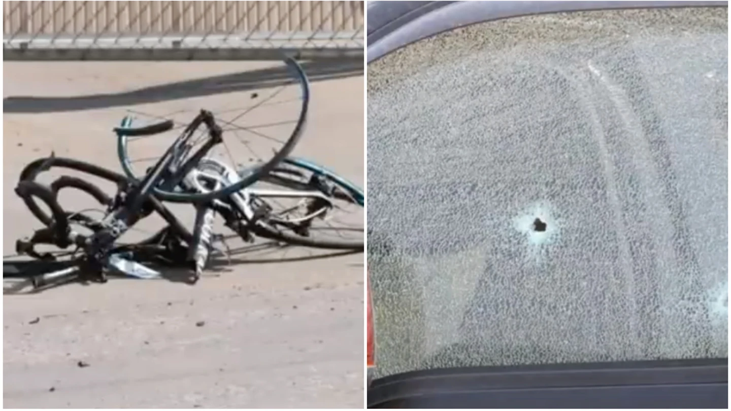 Estado de las bicicletas tras el accidente /disparo en el vehículo del conductor Estado de las bicicletas tras el accidente /disparo en el vehículo del conductor