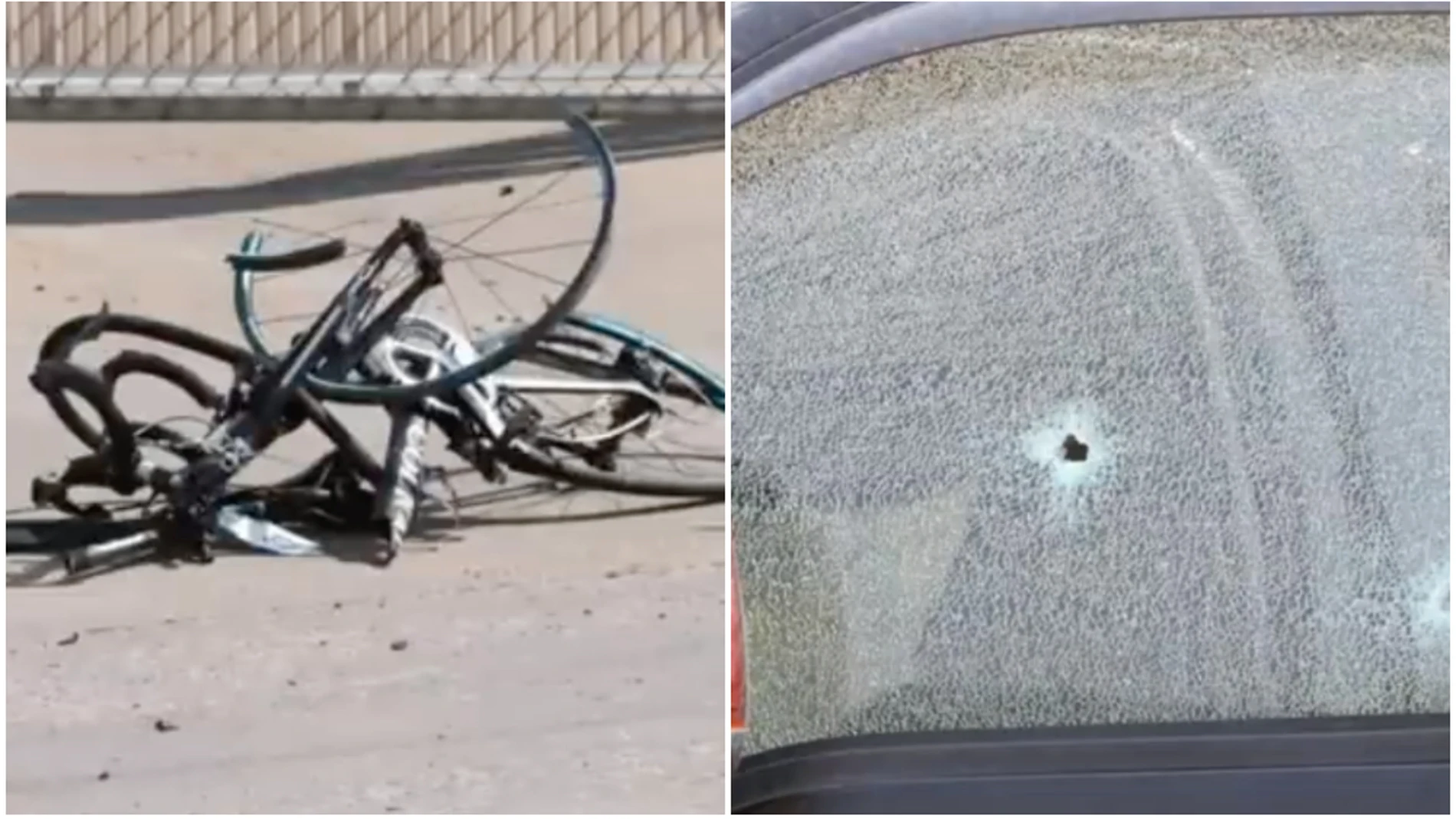 Estado de las bicicletas tras el accidente /disparo en el vehículo del conductor 