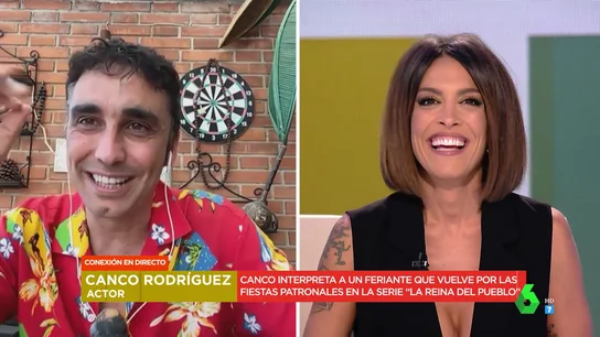 Canco Rodríguez provoca las risas del plató al confesar su truco para interpretar a un feriante en 'La reina del pueblo' Canco Rodríguez provoca las risas del plató al confesar su truco para interpretar a un feriante en 'La reina del pueblo'