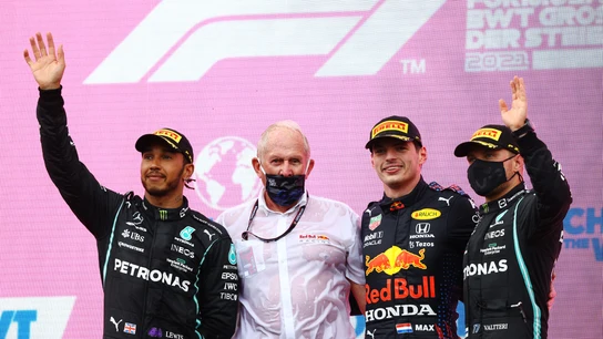 Hamilton, Marko, Verstappen y Bottas Hamilton, Marko, Verstappen y Bottas