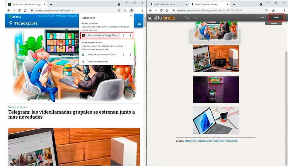 Vista previa del contenido antes de enviarlo
