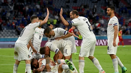 Italia celebra un gol ante Bélgica Italia celebra un gol ante Bélgica