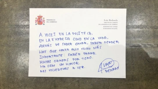 La carta de despedida de Iván Redondo a Pedro Sánchez La carta de despedida de Iván Redondo a Pedro Sánchez