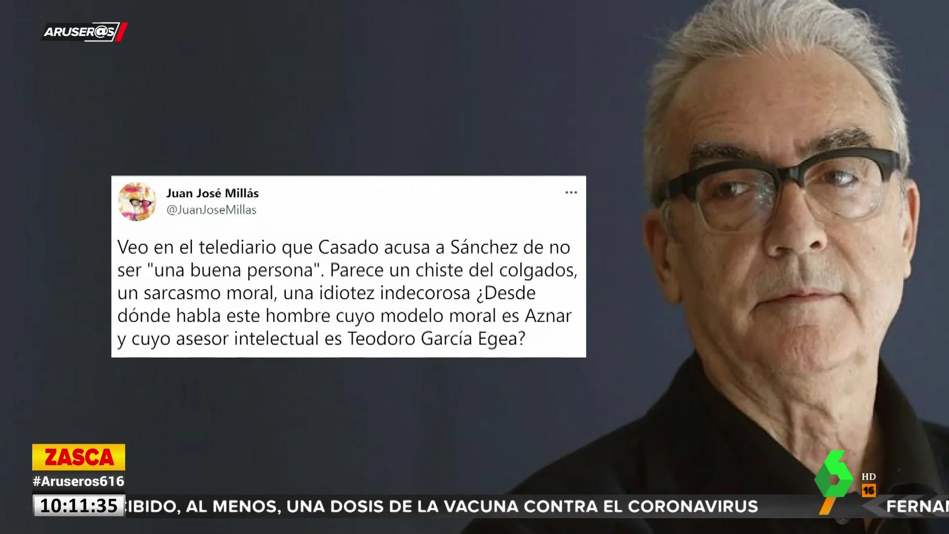 La réplica de Juan José Millás a Casado por acusar a Sánchez de no ser "buena persona": "Su modelo moral es Aznar"