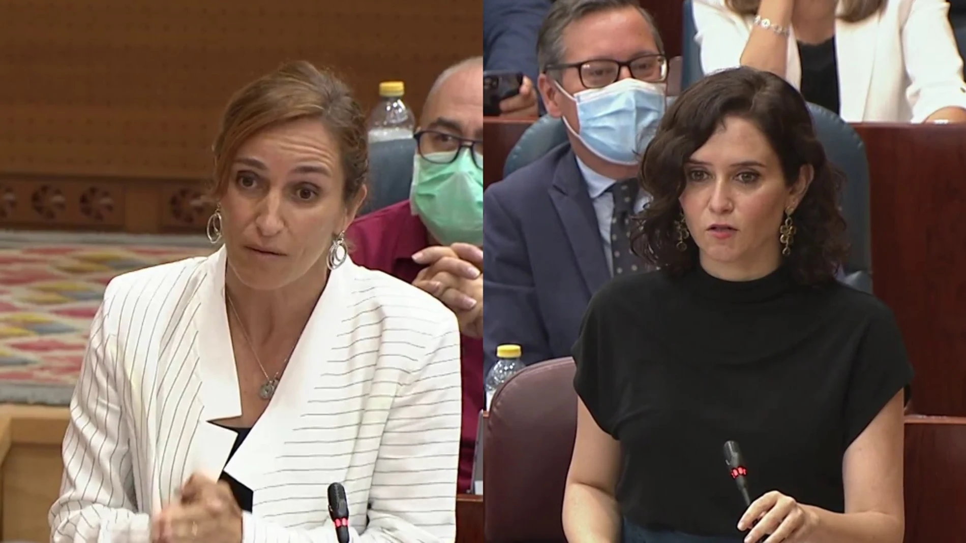 Mónica García e Isabel Díaz Ayuso en la Asamblea de Madrid