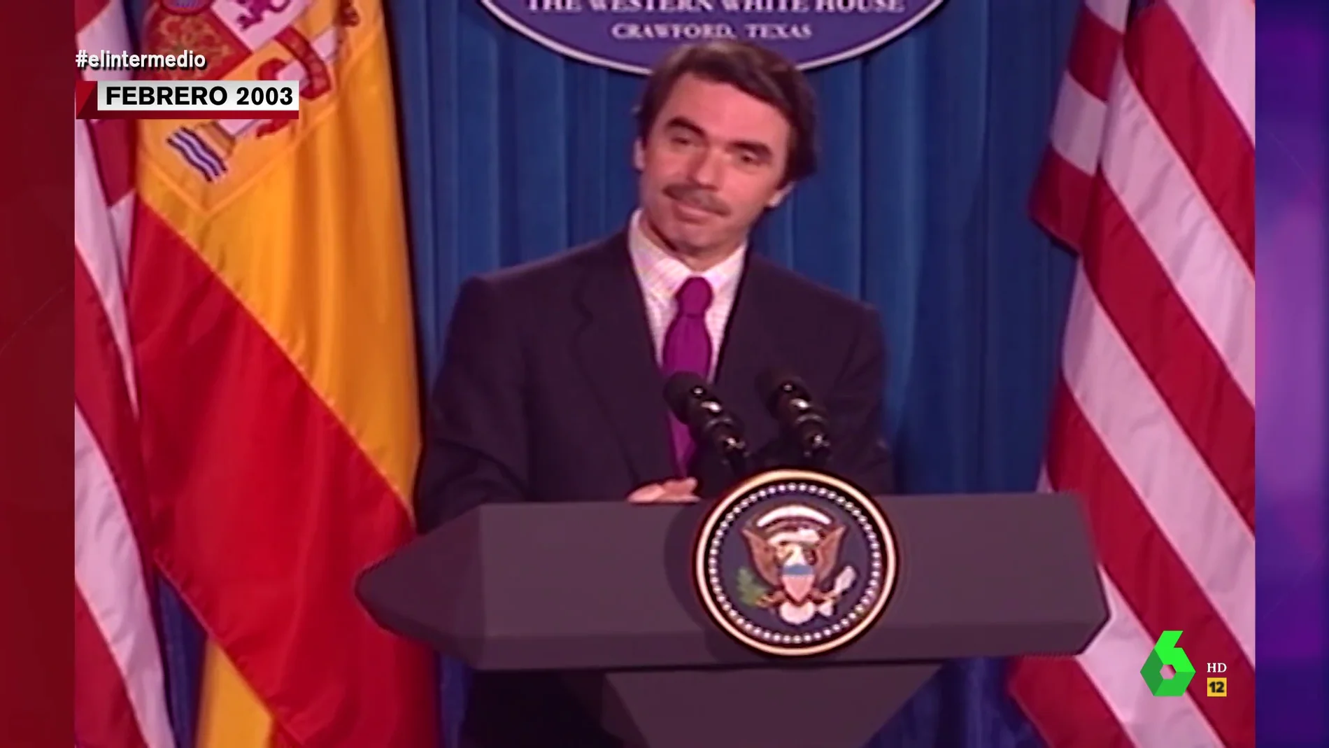 El increíble acento tejano de Aznar en 2003 al dar una comparecencia en México
