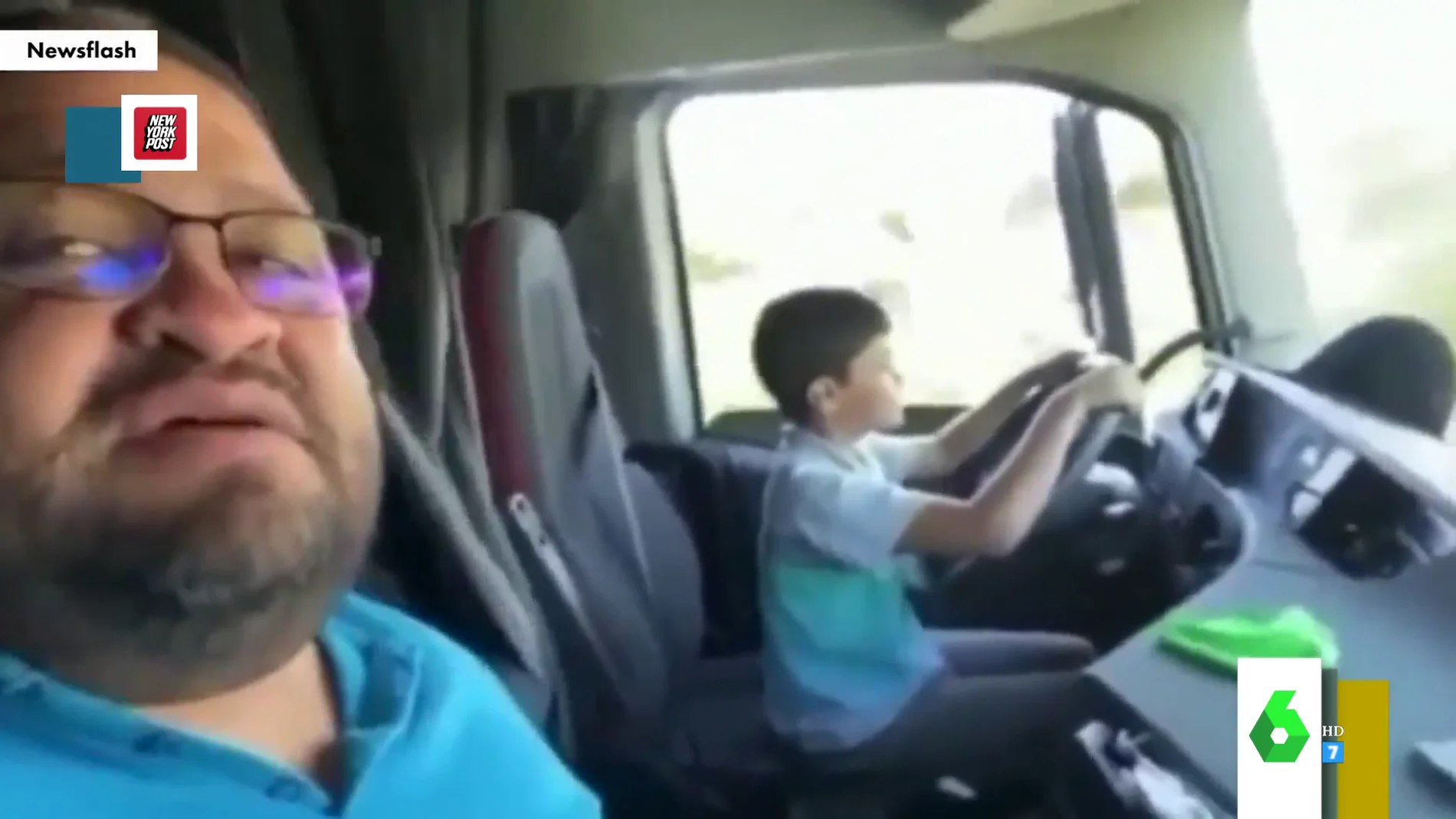 El indignante vídeo en el que un padre se moja de dejar a su hijo de diez años conducir un camión
