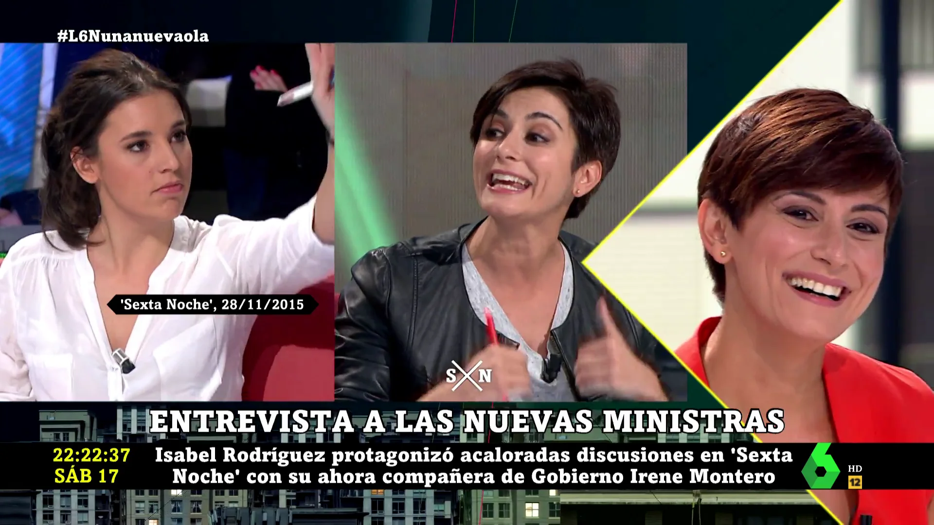 Isabel Rodríguez e Irene Montero en laSexta Noche