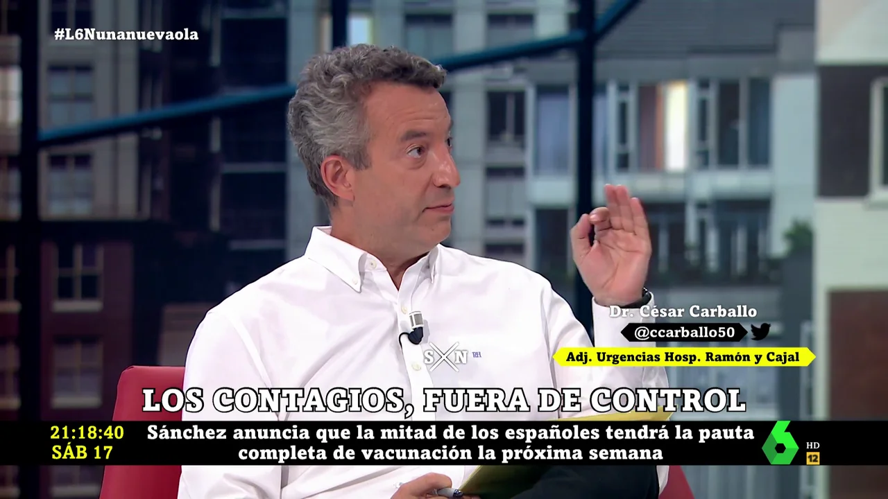 César Carballo estalla: "Sin estrategia y con este porcentaje de infectados va a haber hospitalizaciones e ingresos en UCI en toda España"