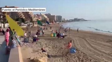 Carreras para coger sitio en la playa de Oropesa