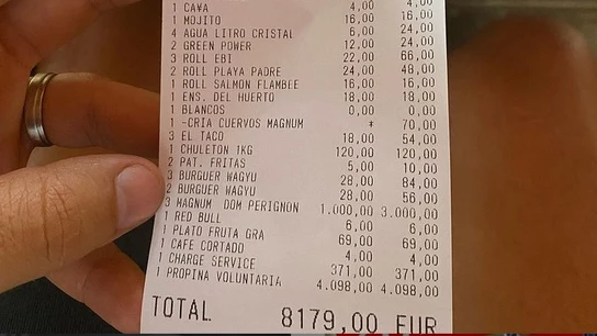 La cuenta que ha pagado en el restaurante de Málaga La cuenta que ha pagado en el restaurante de Málaga
