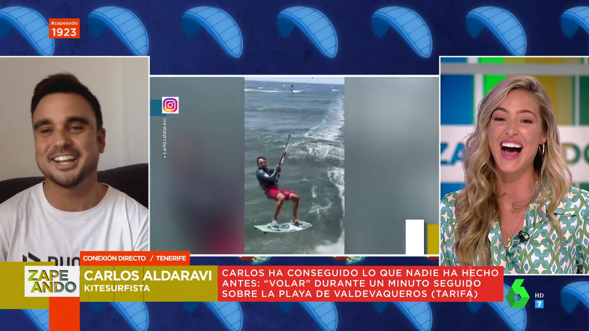 Carlos Aldavari, el kitesurfista de los récords tras 'volar' durante un minuto sobre una playa de Tarifa: