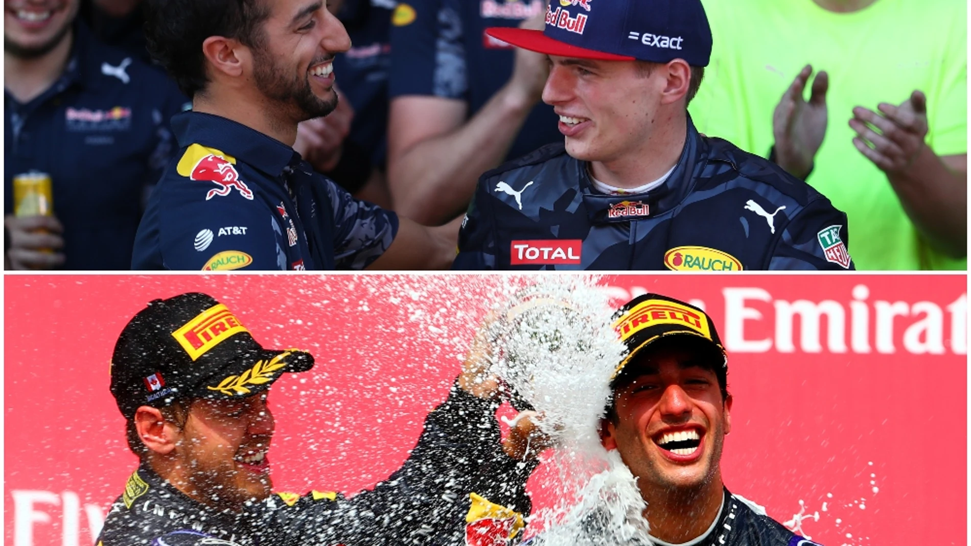 Daniel Ricciardo, Max Verstappen y Sebastian Vettel