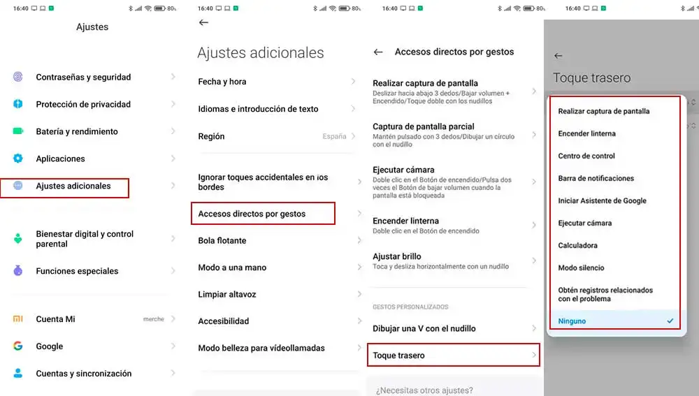 Así se activa el toque trasero Así se activa el toque trasero